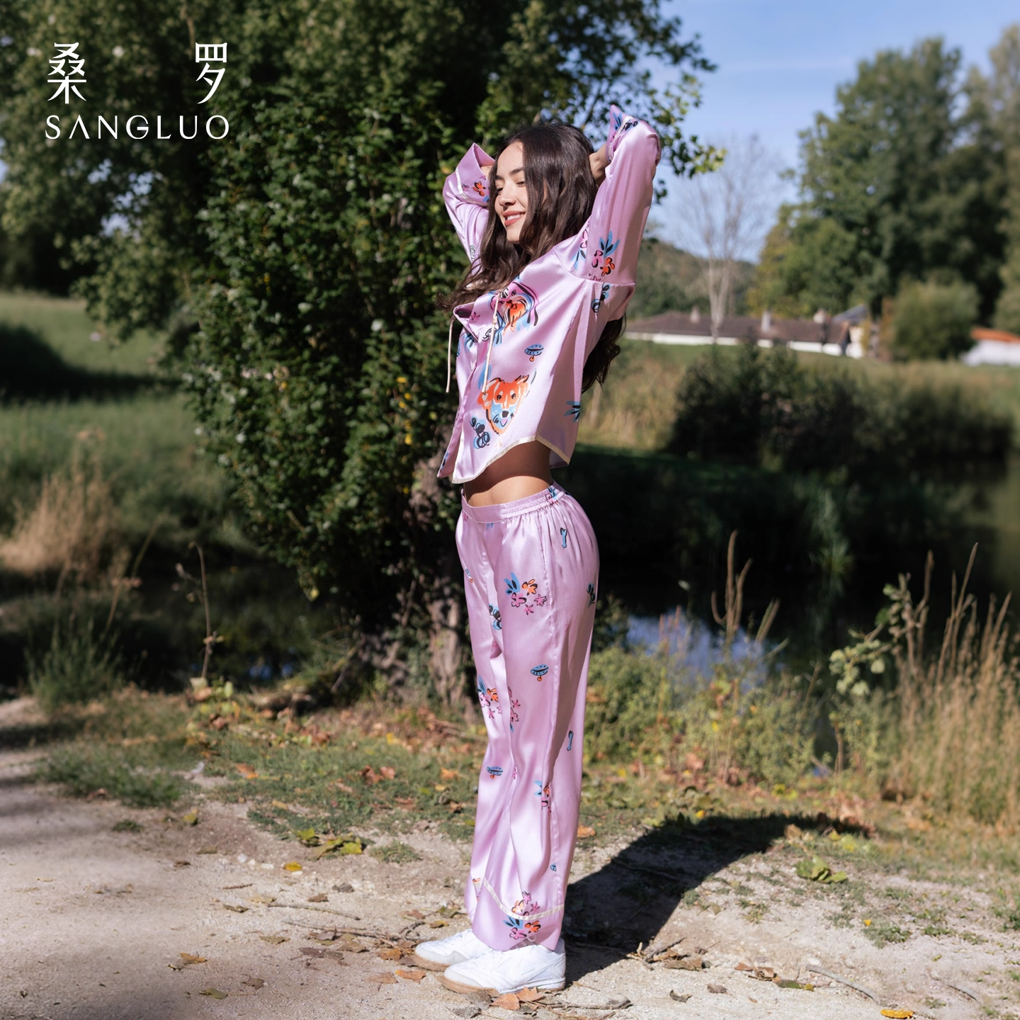 Magic Dog Silk Pajama Set 100% mulberry silk home wear