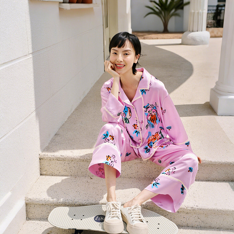 The Enchanted Puppy Silk Loungewear Set