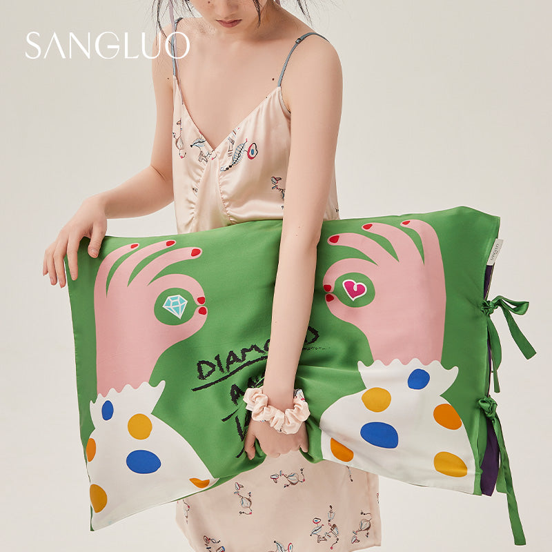 Diamond And Love Double-sided Silk Pillowcase