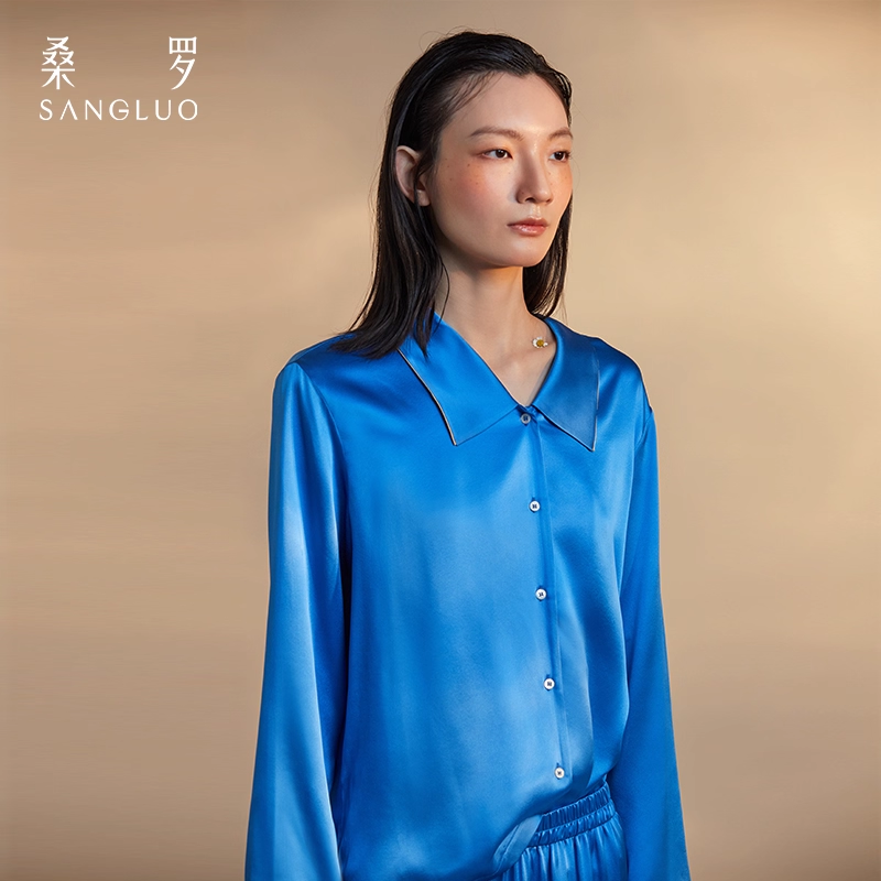100% mulberry silk long-sleeved silk pajamas set