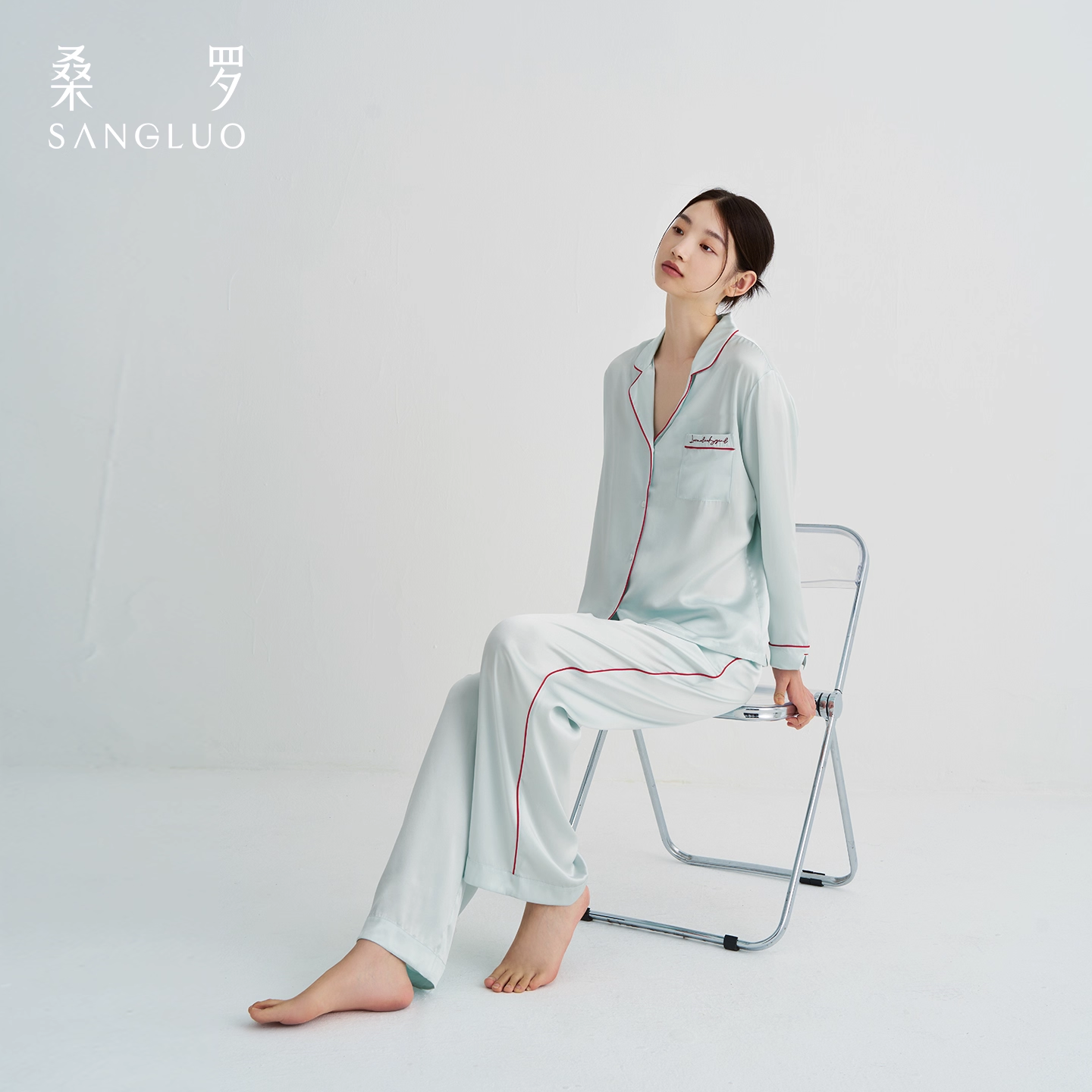 Sangluo 23 MM Silk Pajamas Set 100% mulberry silk home wear