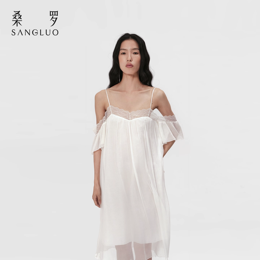 Mulberry silk halter dress, a sexy silhouette vacation dress for women