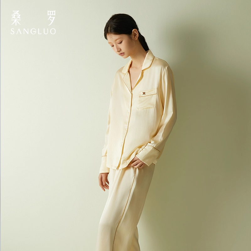 Sangluo 23 MM Silk Pajamas Set 100% mulberry silk home wear