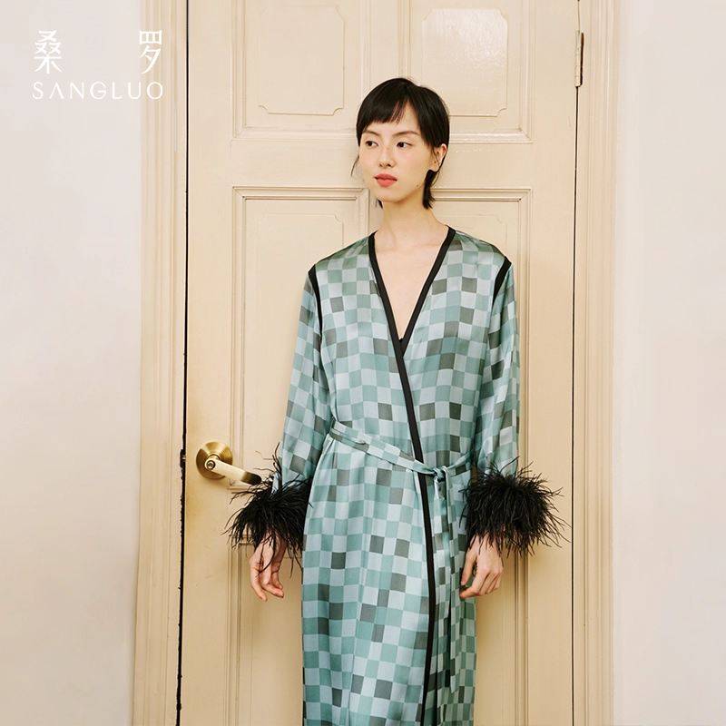 100% mulberry silk real silk bathrobe casual home wear