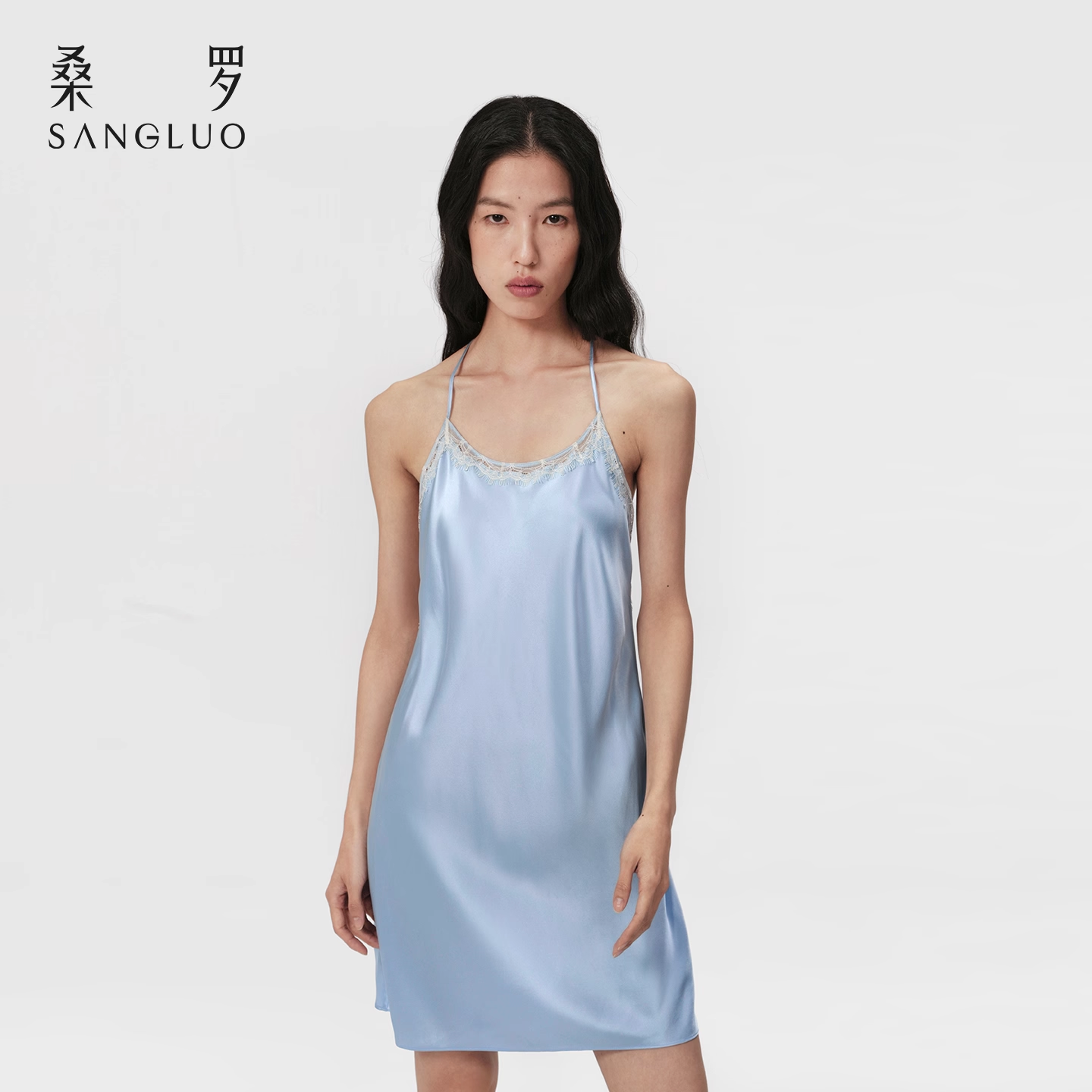 100% mulberry silk sleeping dress, hyaluronic acid silk halter dress