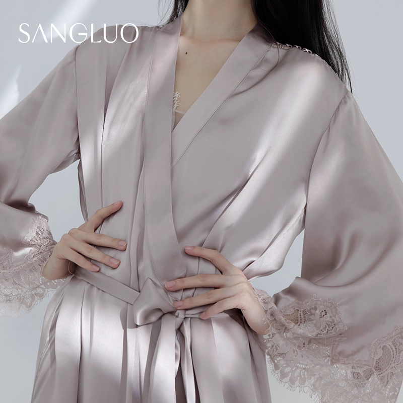 100% mulberry silk bridal bathrobe and home wear