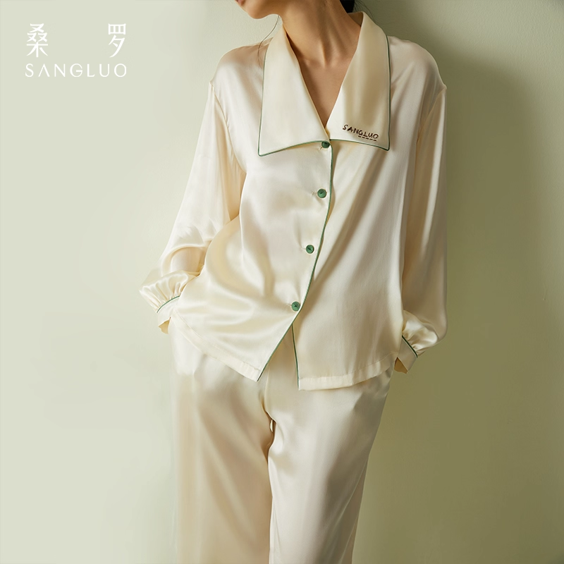 Sangluo Silk pajamas 100% mulberry silk 23mm long-sleeved home wear