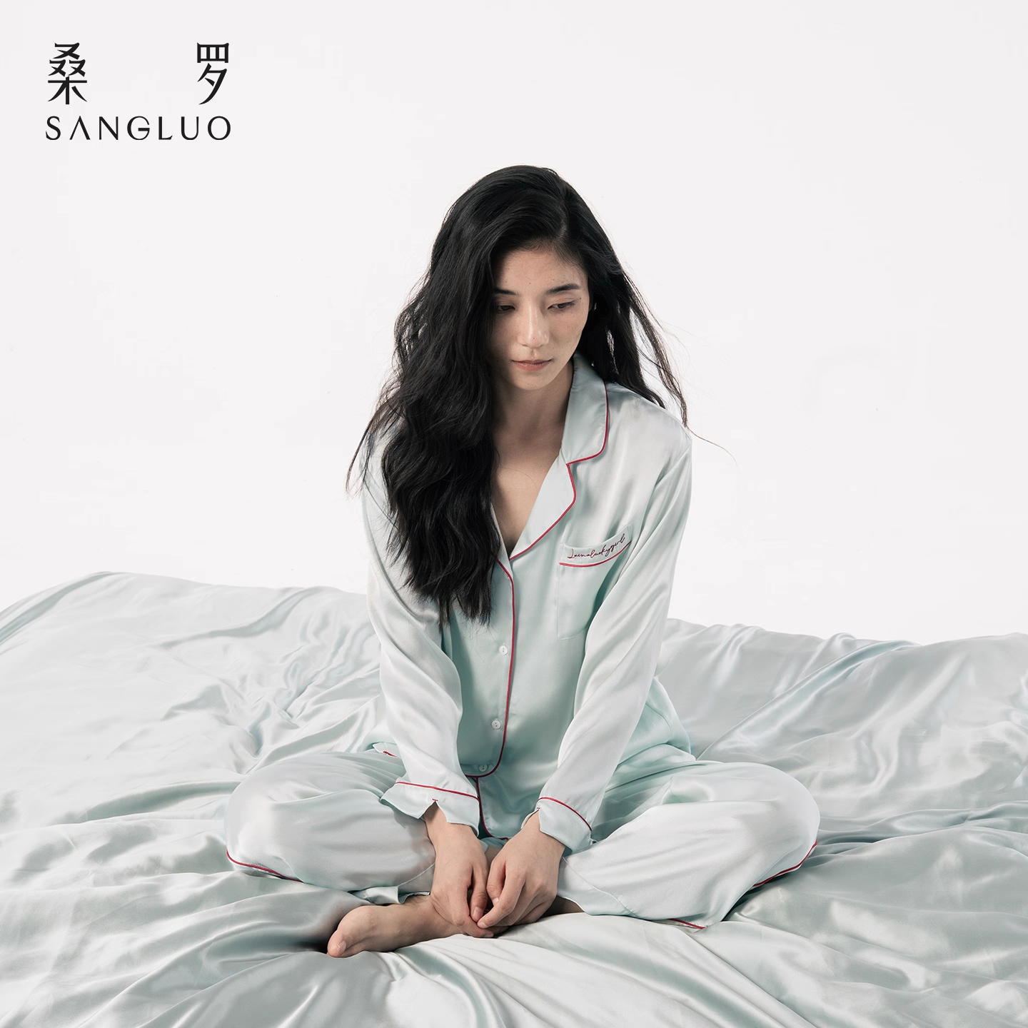 Sang Luo 100% Mulberry Silk 23mm silk pajamas Set for home wear