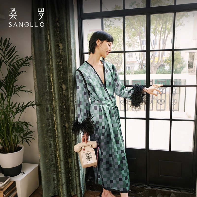 100% mulberry silk real silk bathrobe casual home wear