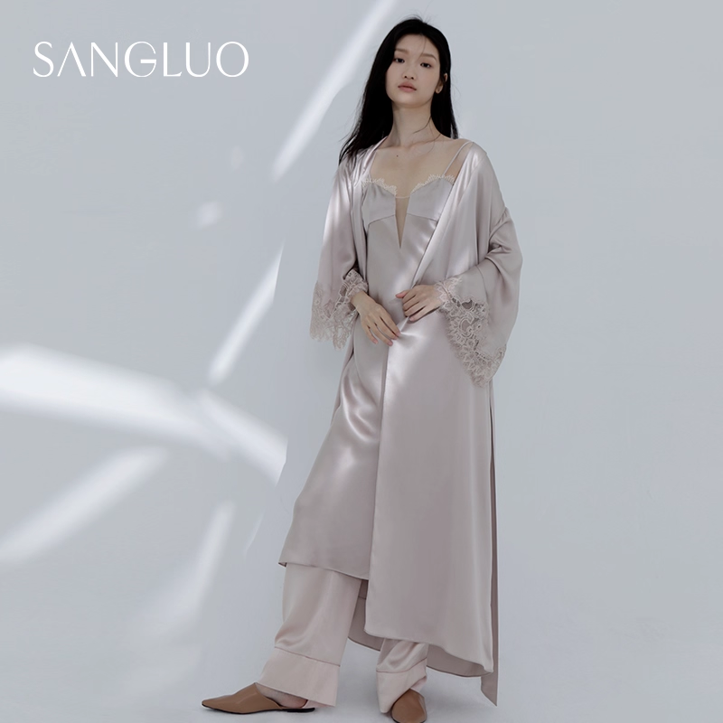 100% mulberry silk bridal bathrobe and home wear