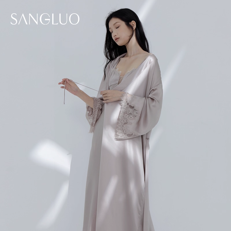 100% mulberry silk bridal bathrobe and home wear