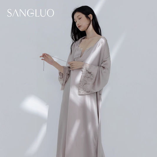 100% mulberry silk bridal bathrobe and home wear