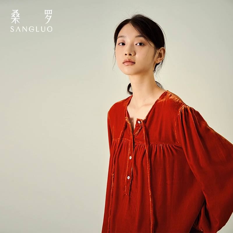 Mulberry silk velvet pajamas set for home wear in autumn and winter
