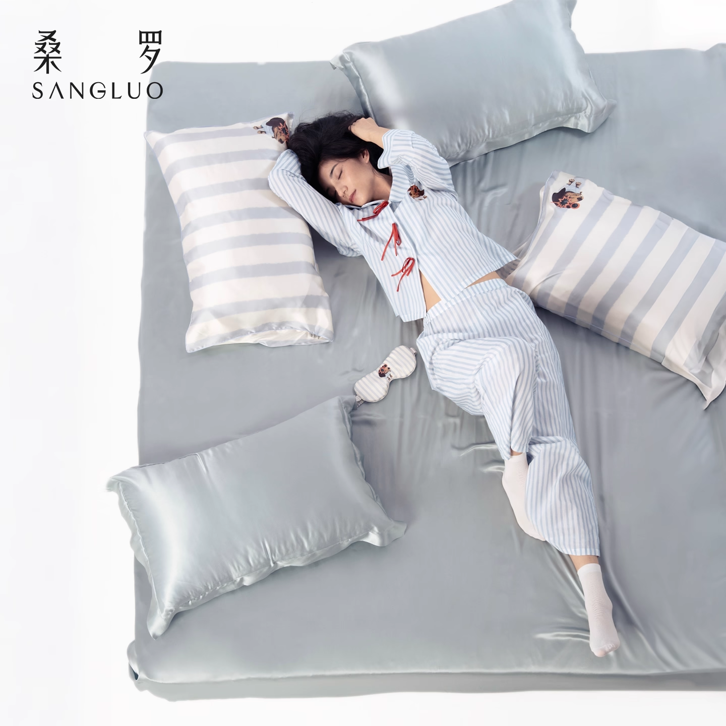 Mulberry silk pajamas set, long-sleeved home wear