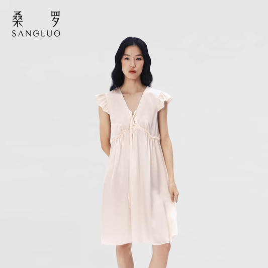 100% mulberry silk dress for home wear