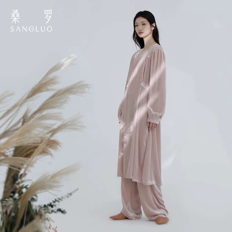 Mulberry silk sleeping dress and home wear for autumn and winter