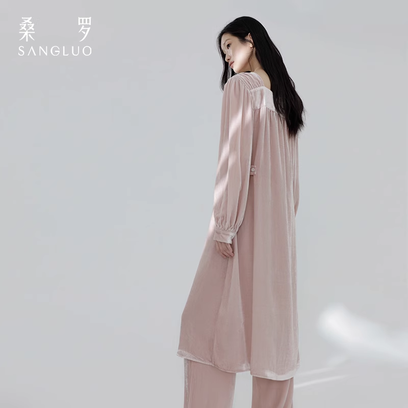 Mulberry silk sleeping dress and home wear for autumn and winter