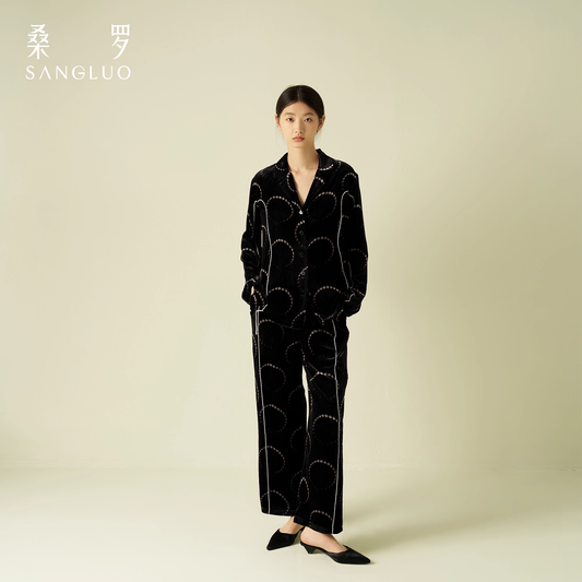 Sangluo Silk Long-sleeved pajama Set for autumn and winter