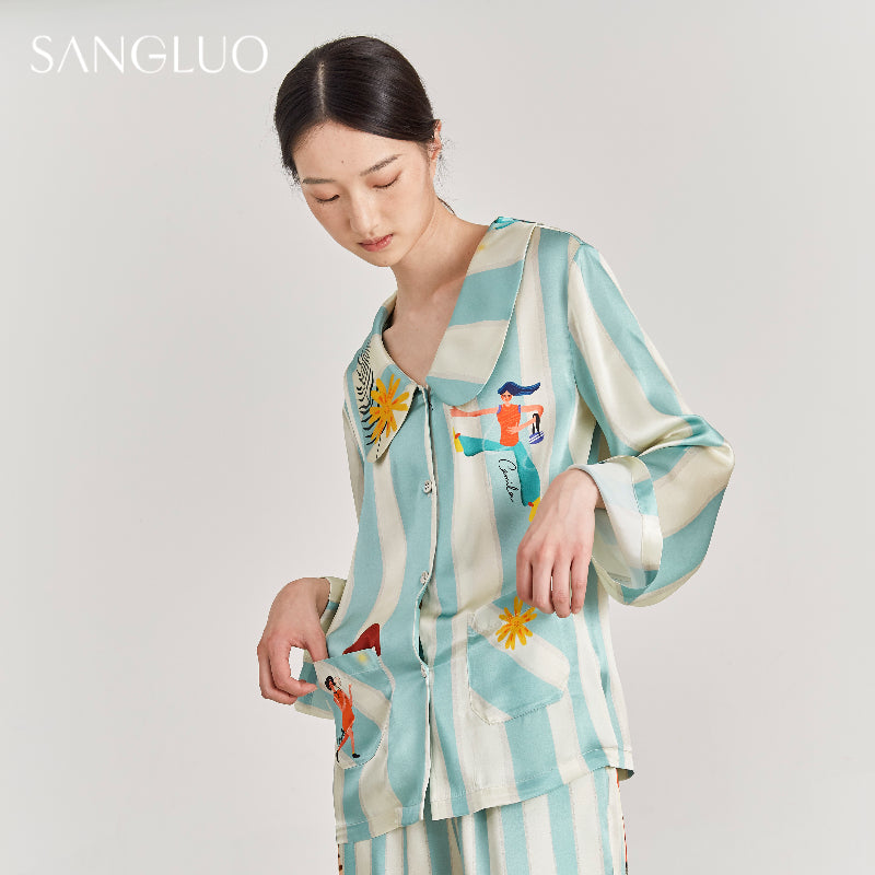 Girl's Wonderful World Silk Pajamas Set