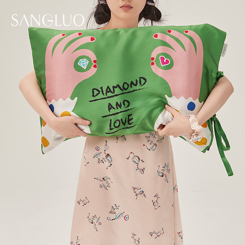 Diamond And Love Double-sided Silk Pillowcase